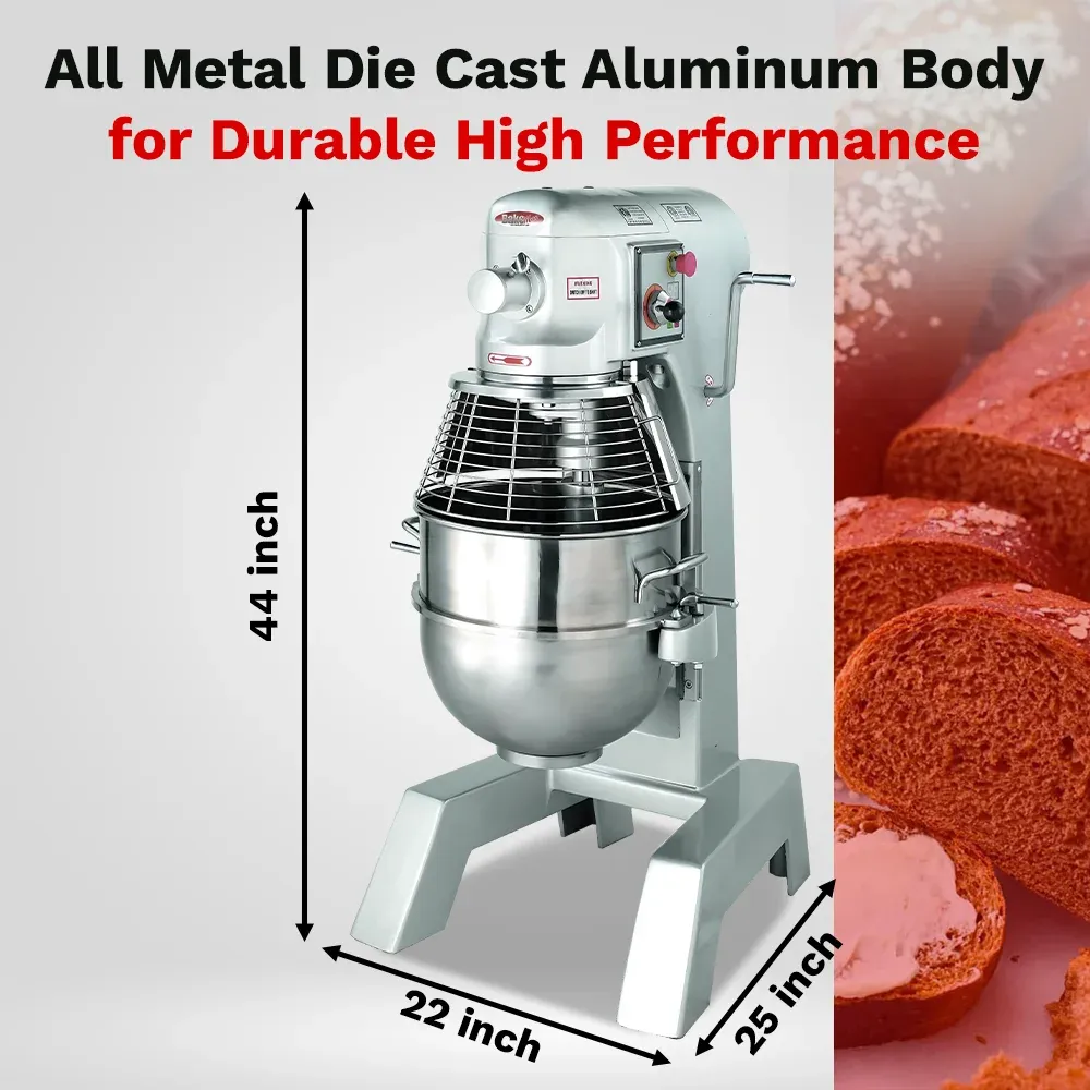 BakeMax countertop planetary mixer perfect for medium-scale pastry and bread production in cafés and restaurants. Built for non-stop prep cycles.