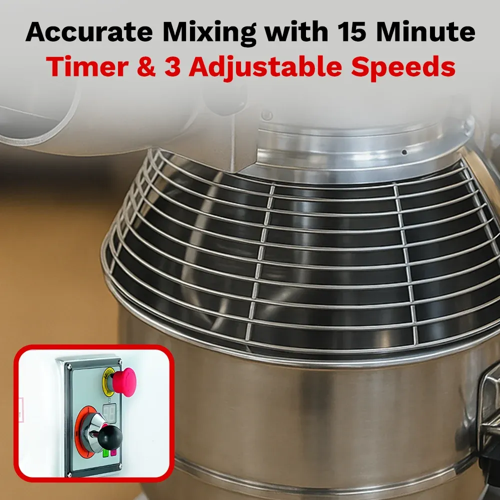 BakeMax compact countertop planetary mixer with large bowlideal for cafés and mid-size bakeries. Built for daily, consistent performance.