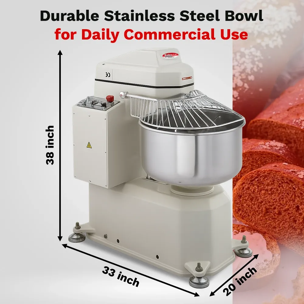 BakeMax spiral dough mixer designed for small batches in tight spaces, ideal for cafés, restaurants, or startups needing quality dough kneading.