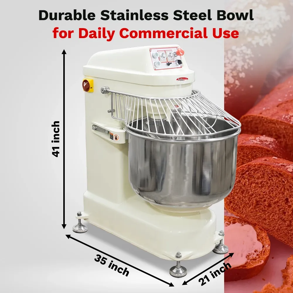 BakeMax spiral dough mixer with large capacity and bowl, built for busy bakeries needing consistent, high-output dough mixing every single day.
