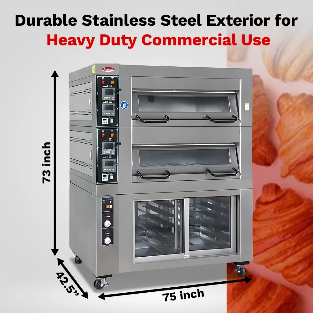 BakeMax compact triple-deck electric oven holds multiple sheet pans, offering powerful baking capability for mid-size bakeries with limited space.