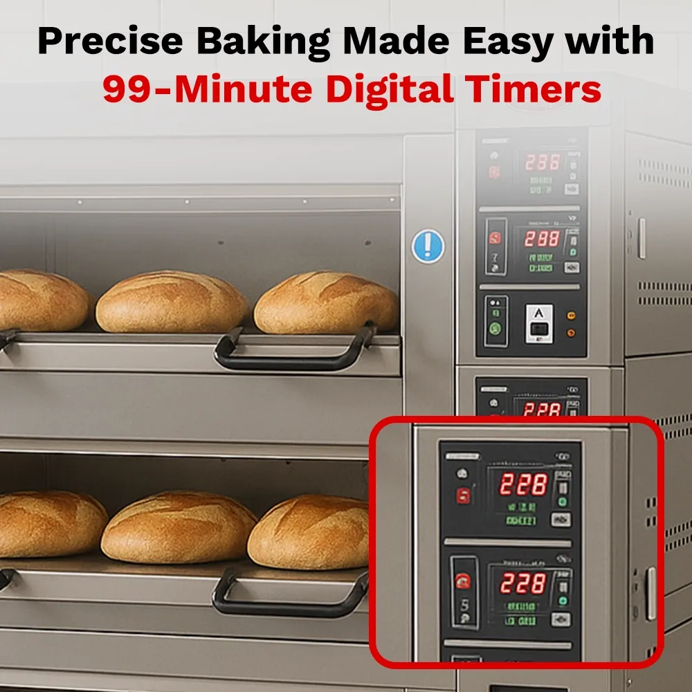 BakeMax compact triple-deck electric oven holds multiple sheet pans, offering powerful baking capability for mid-size bakeries with limited space.