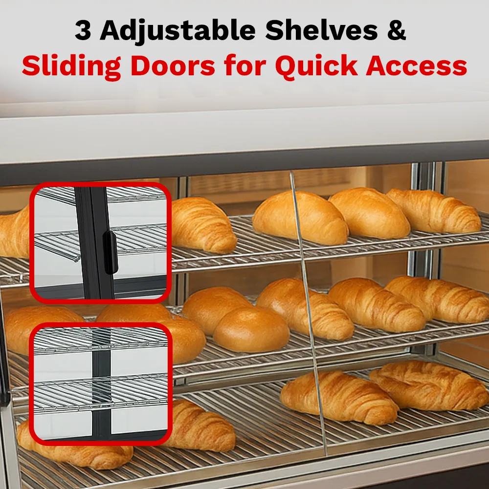 BakeMax BMTSC36 Mid-size heated display case, countertop unit with glass panels for food merchandising, Titan Series, 36-inch.