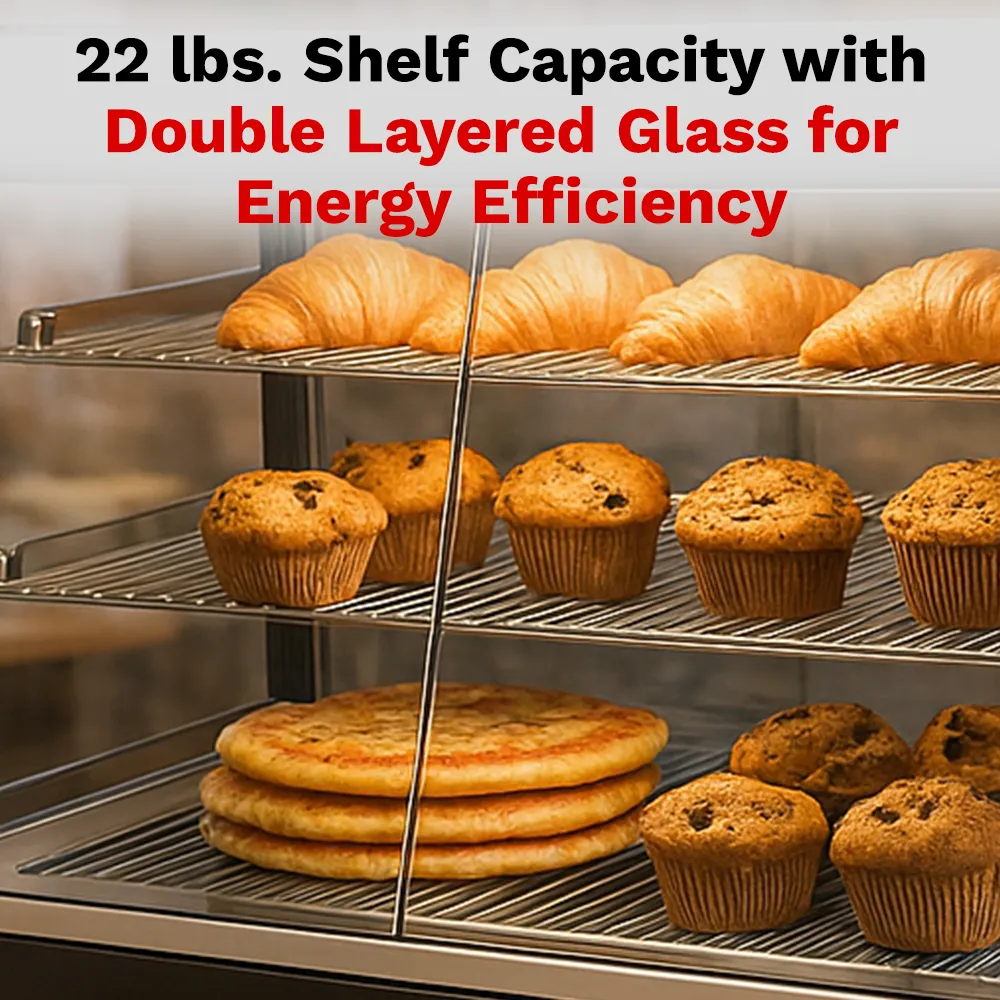 BakeMax BMTSC36 Mid-size heated display case, countertop unit with glass panels for food merchandising, Titan Series, 36-inch.