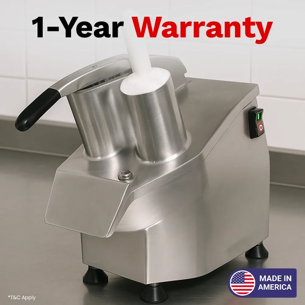 BakeMax Manual 20-inch vegetable cutter slices up to a thousand pounds per hour, ideal for fast salad prep in busy kitchens. Easy to clean design.