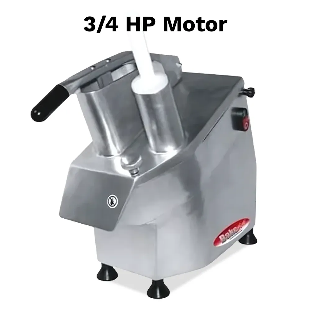 BakeMax Manual 20-inch vegetable cutter slices up to a thousand pounds per hour, ideal for fast salad prep in busy kitchens. Easy to clean design.