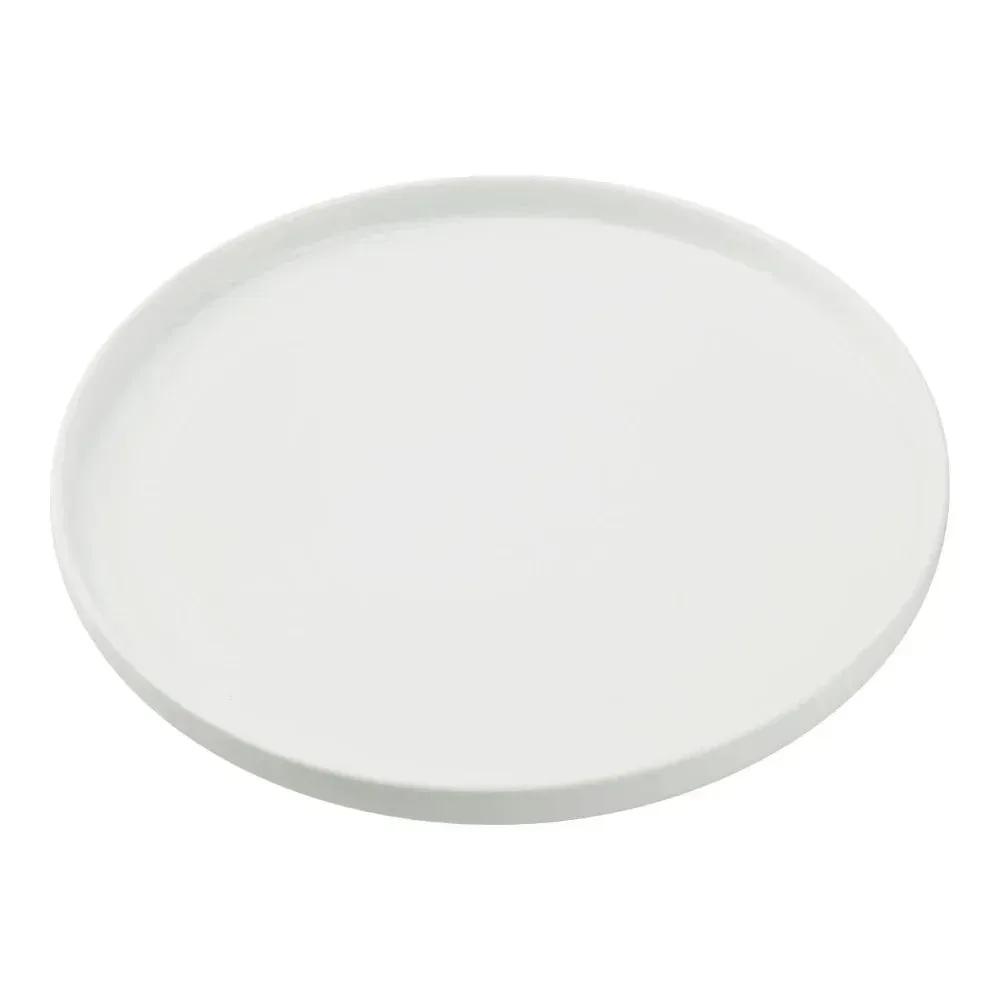 Yanco China small round white porcelain plate with upright rim and smooth glaze, perfect for appetizers, bread, or light meal service at the table.