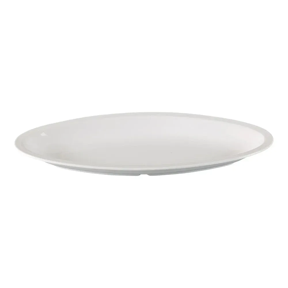 White melamine deep catering platter by Yanco China for serving salads, pasta, and large dishes in restaurants, catering services, and banquets.