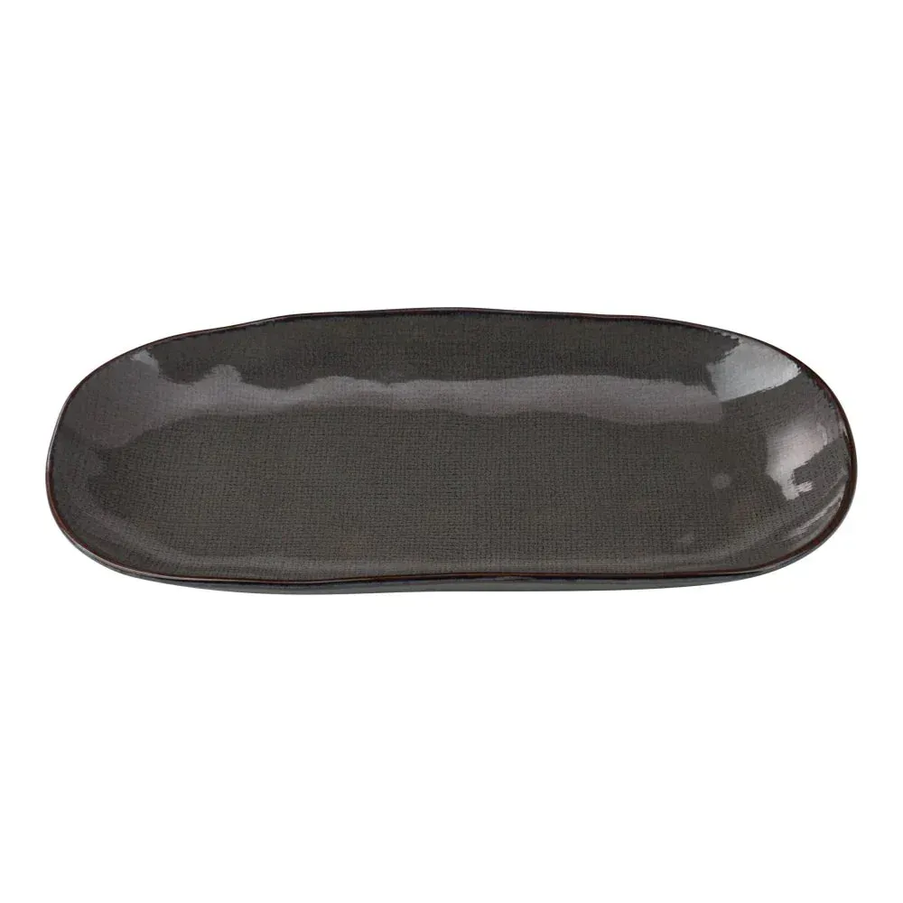 Yanco melamine gray rectangular plate, versatile and sturdy, ideal for serving main dishes, sides, or appetizers in restaurants and cafes.