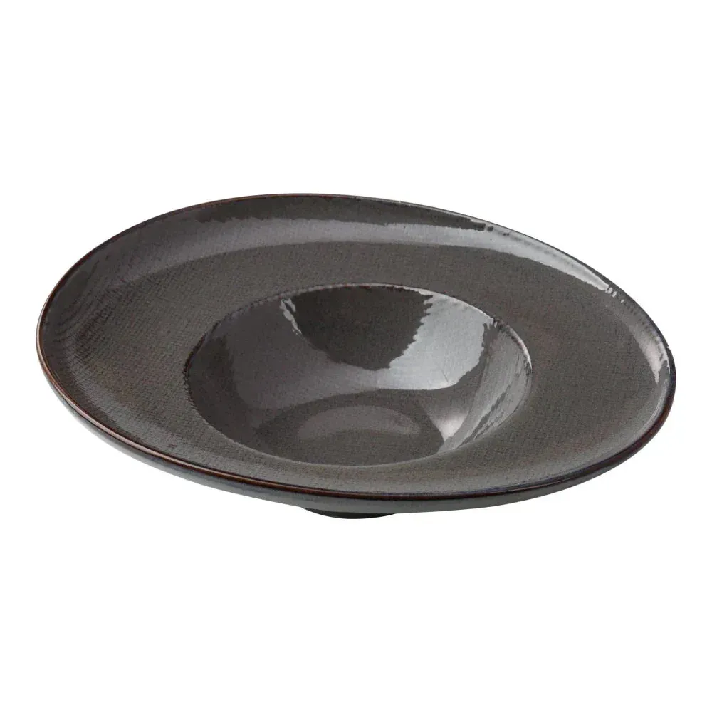 Ten ounce dessert plate by Yanco China, with a textured finish and wide rim perfect for appetizers or smaller dessert portions.