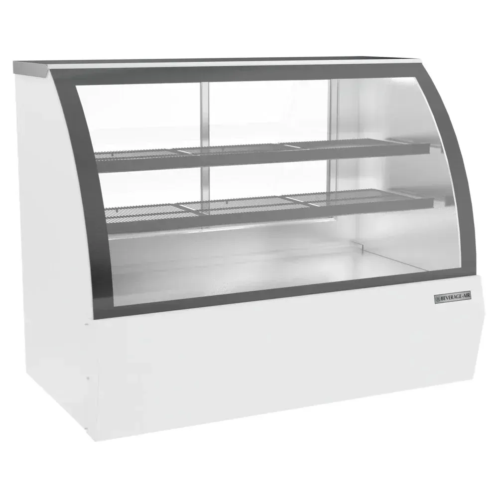 White curved glass dry bakery display case by Beverage-Air is perfect for product showcasing in compact retail or foodservice spaces.