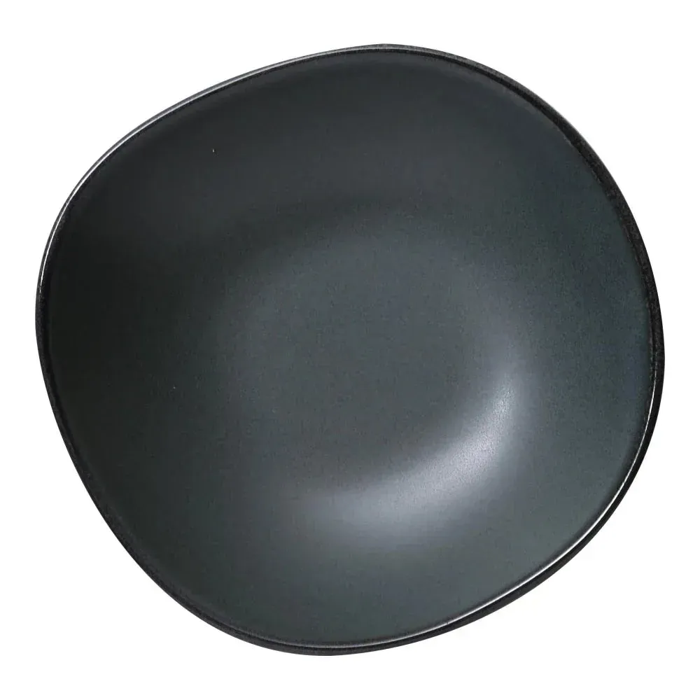 Green chinaware salad bowl by Yanco China, round with matte glaze, elegant presentation dish for buffet and catering, durable and reusable.