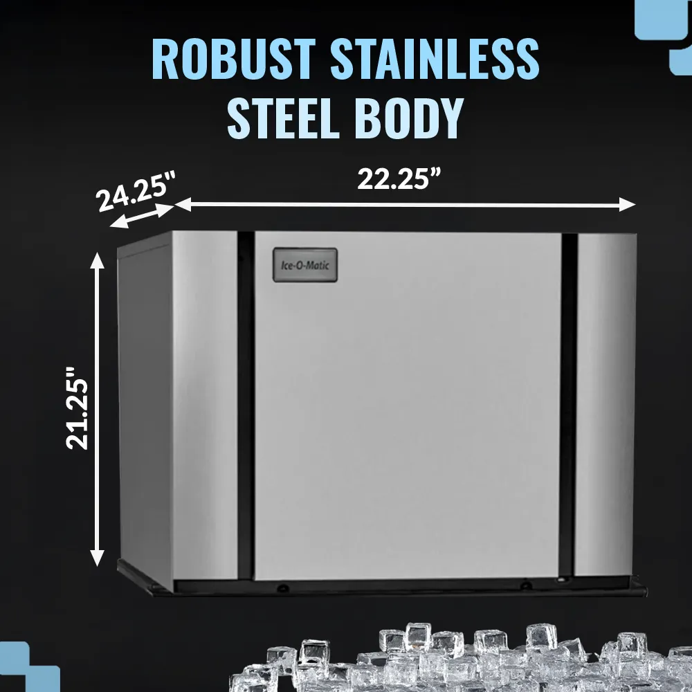 Ice-O-Matic air cooled half cube ice machine head without storage bin, engineered for reliable ice production in bars, cafes, and restaurants.