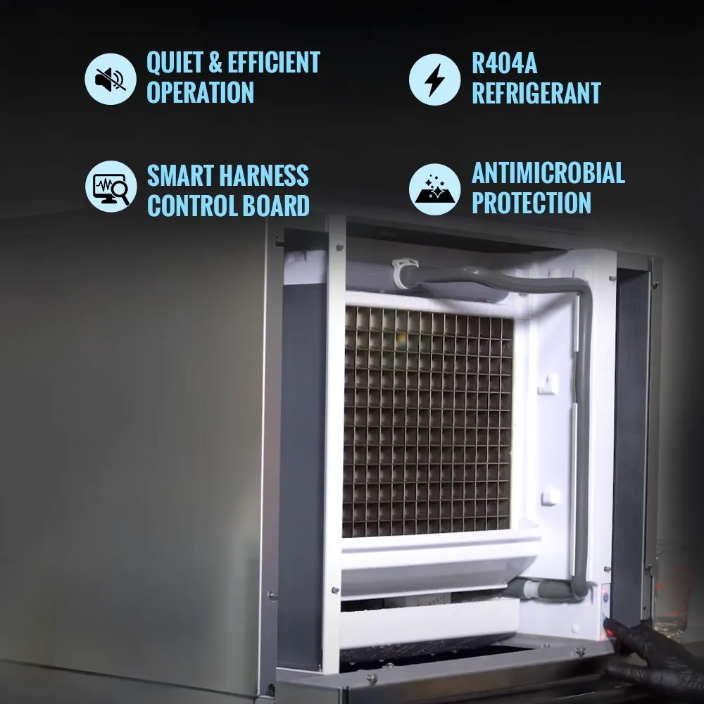 Ice-O-Matic stainless steel remote air-cooled full cube ice machine head without storage bin, built for reliable ice production in foodservice.