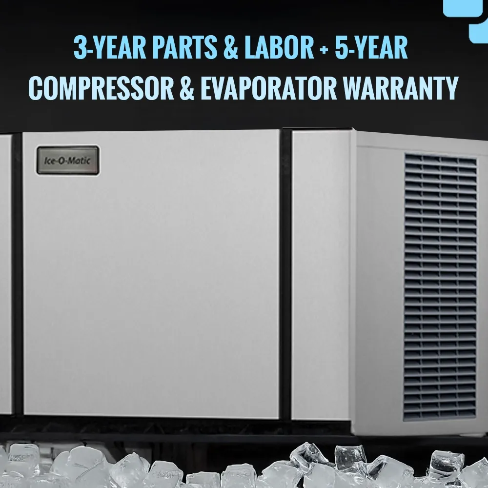 Ice-O-Matic stainless steel air cooled half cube ice machine head without storage bin, efficient for commercial beverage service.