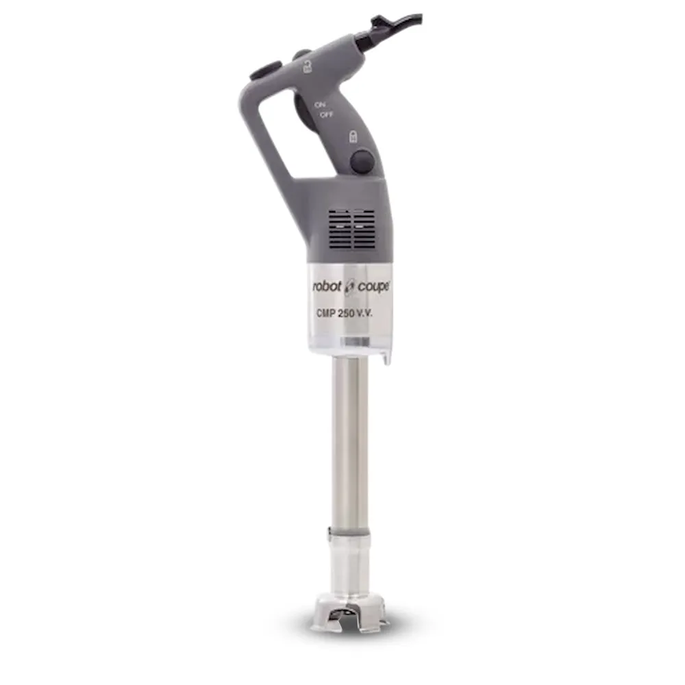 Robot Coupe variable speed compact blender for precise blending of sauces, dressings, and emulsions in small commercial kitchen setups.