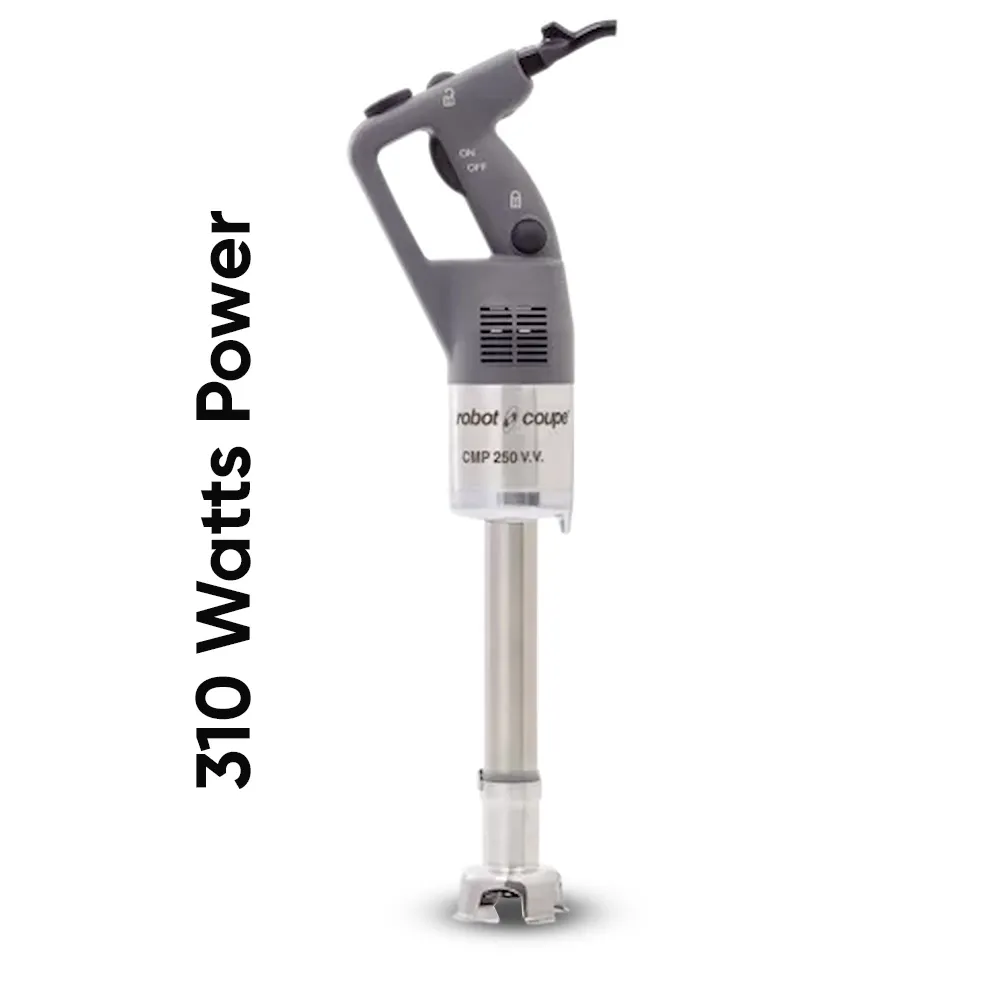 Robot Coupe variable speed compact blender for precise blending of sauces, dressings, and emulsions in small commercial kitchen setups.