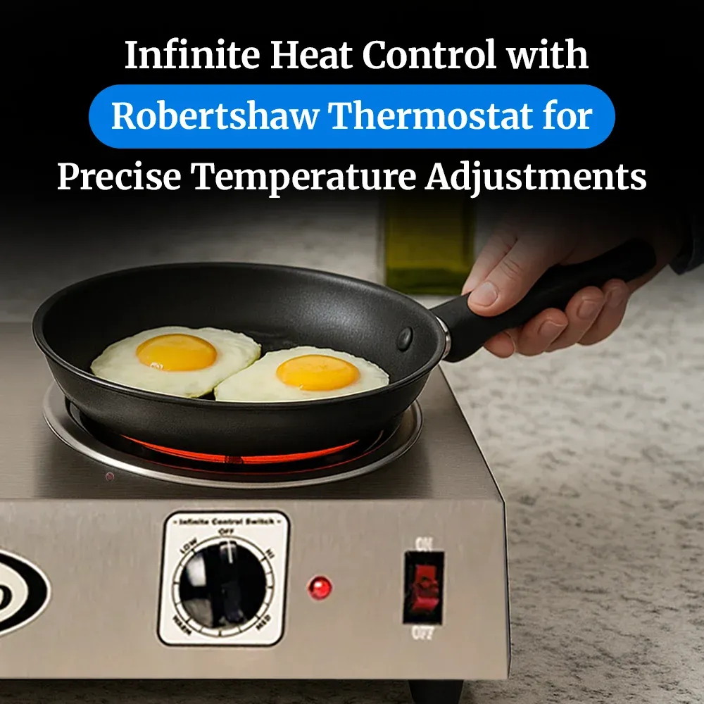 Cadco high-wattage stainless steel single burner hot plate with tubular element brings strong, reliable heat for mobile or outdoor cooking setups.