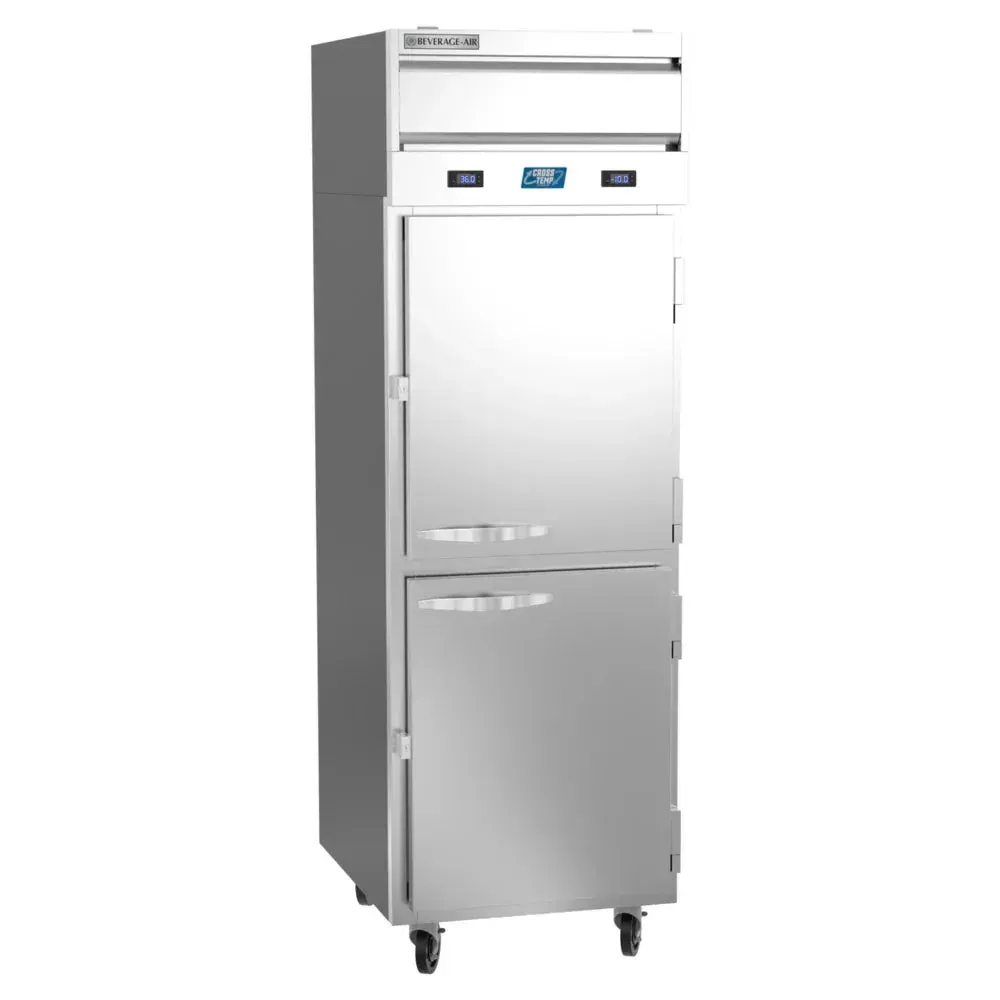 Cross-Temp reach-in refrigerator freezer from Beverage-Air with half doors offers a convertible design for efficient commercial storage.
