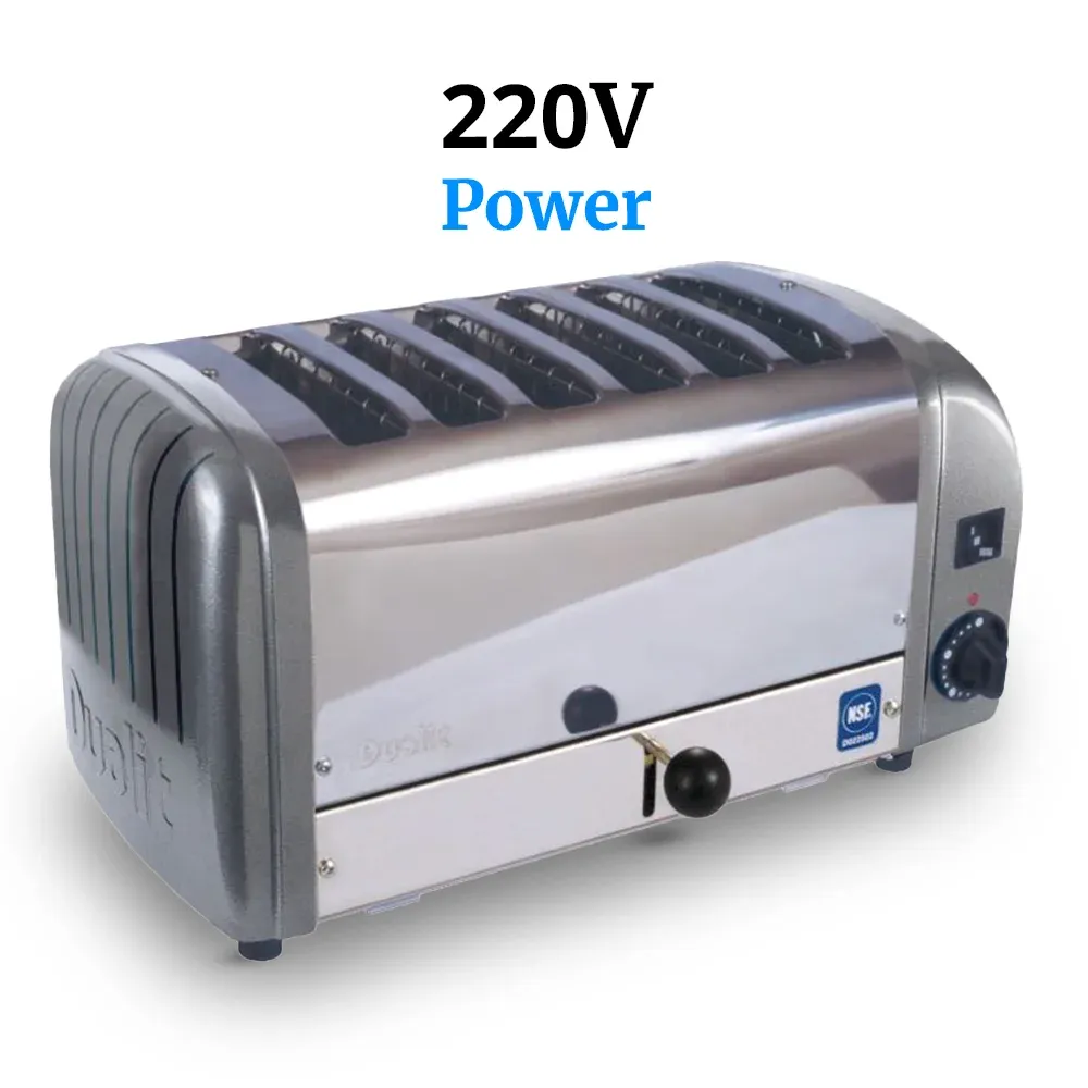 Cadco six-slice standard toaster, commercial kitchen compact stainless steel, high-speed slots, adjustable, catering durable easy-clean.