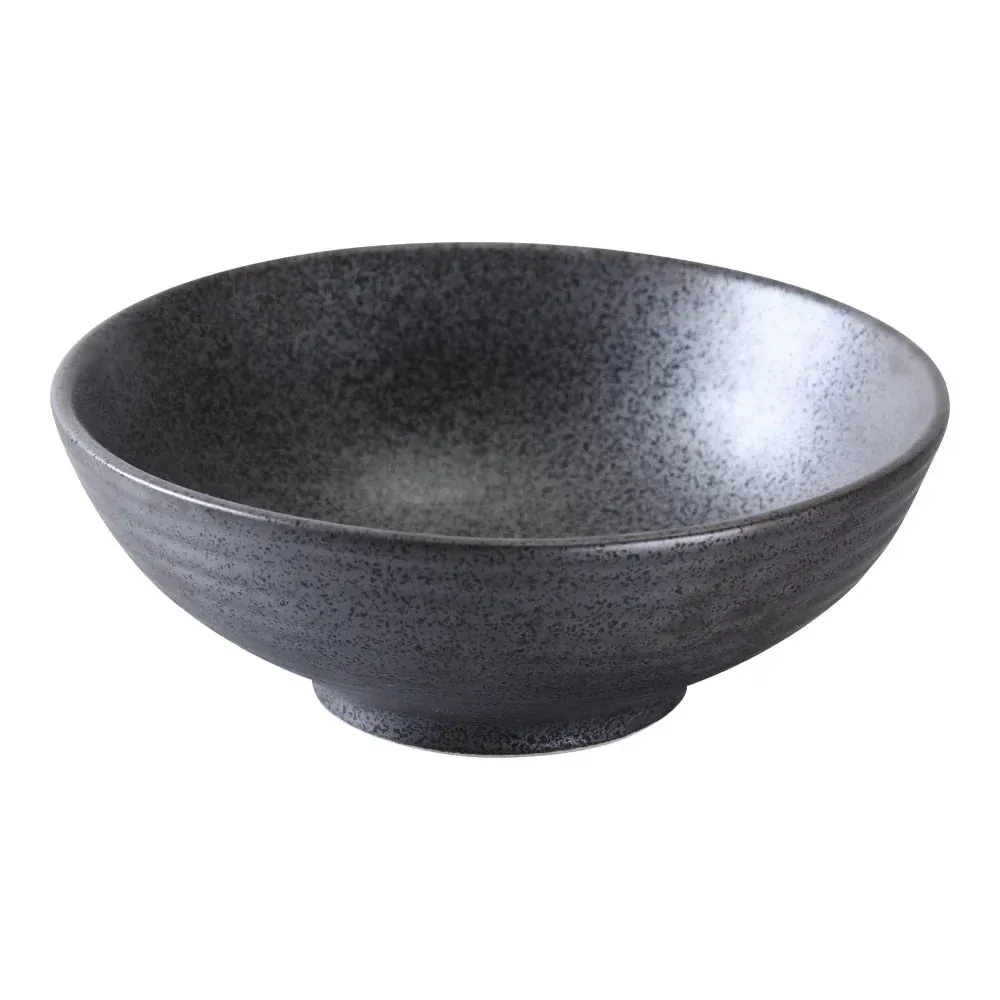 Matte black round soup bowl by Yanco China, elegant depth, perfect for hearty soups or stews, chip-resistant for cafés and diners.