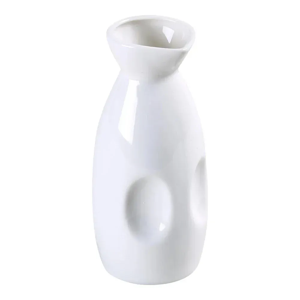 Yanco fuji wine or sake pot in white porcelain, durable and elegant, perfect for serving wine or sake in restaurants and cafes.