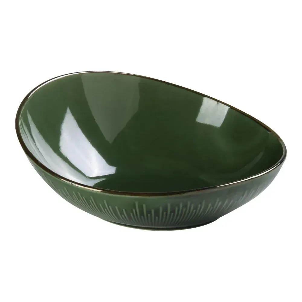 Yanco China green chinaware round sheer bowl, durable reusable catering serveware, ideal for petite salads, sides, or appetizer arrangements.