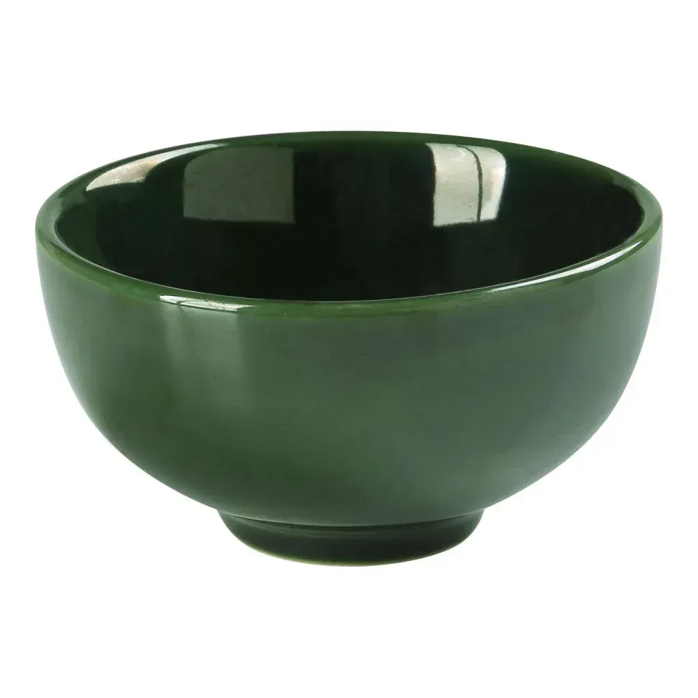 Yanco China green chinaware sauce dish, durable and reusable, catering serveware for dips, condiments, soy sauce, or tasting bite presentations.