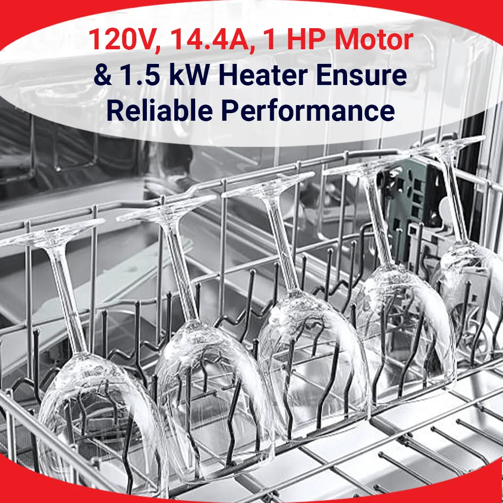 Low-temp chemical sanitizing CMA undercounter glasswasher with ScrapTrap for hotel barsquiet undercounter design ensures clean glassware and efficient workflow.