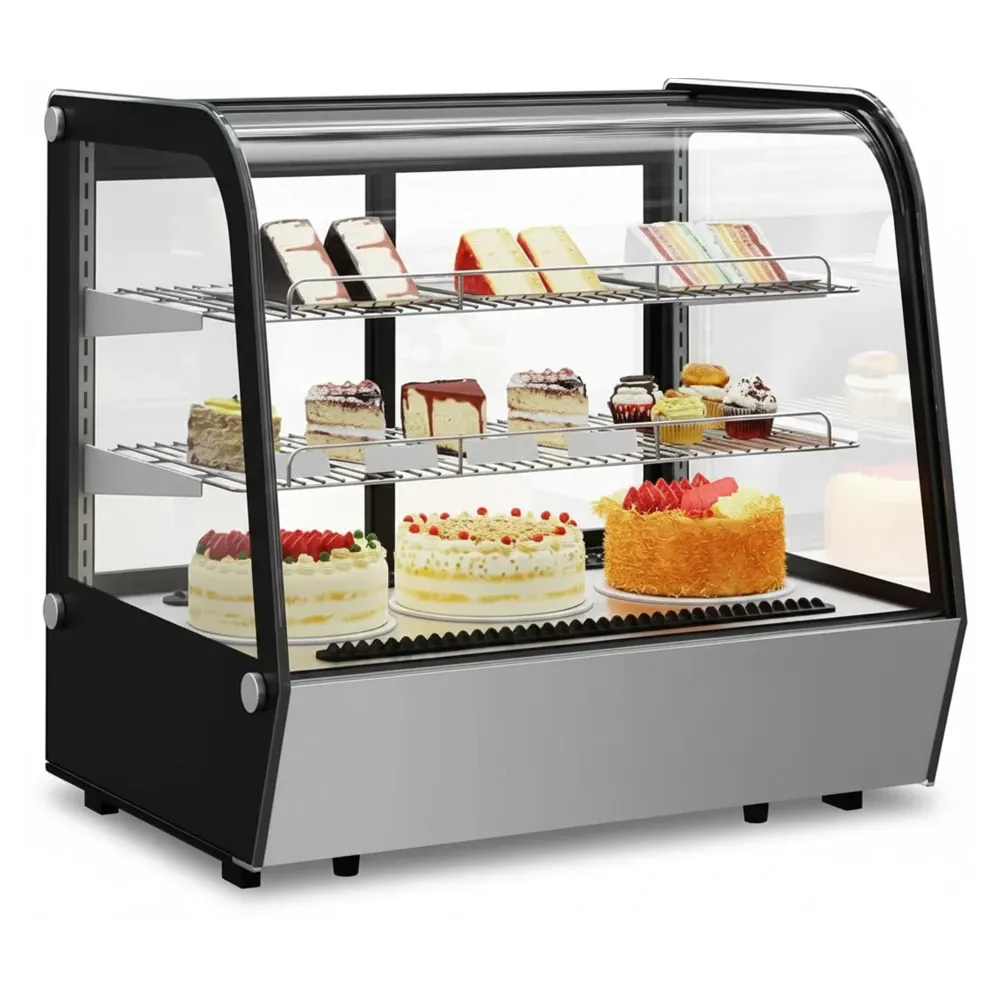 ChefPro Series Countertop Refrigerated Display Refrigerator, 4.24 Cu.Ft, LED Lighting, Digital Thermostat, Air-Cooled System, 3 Chrome Shelves