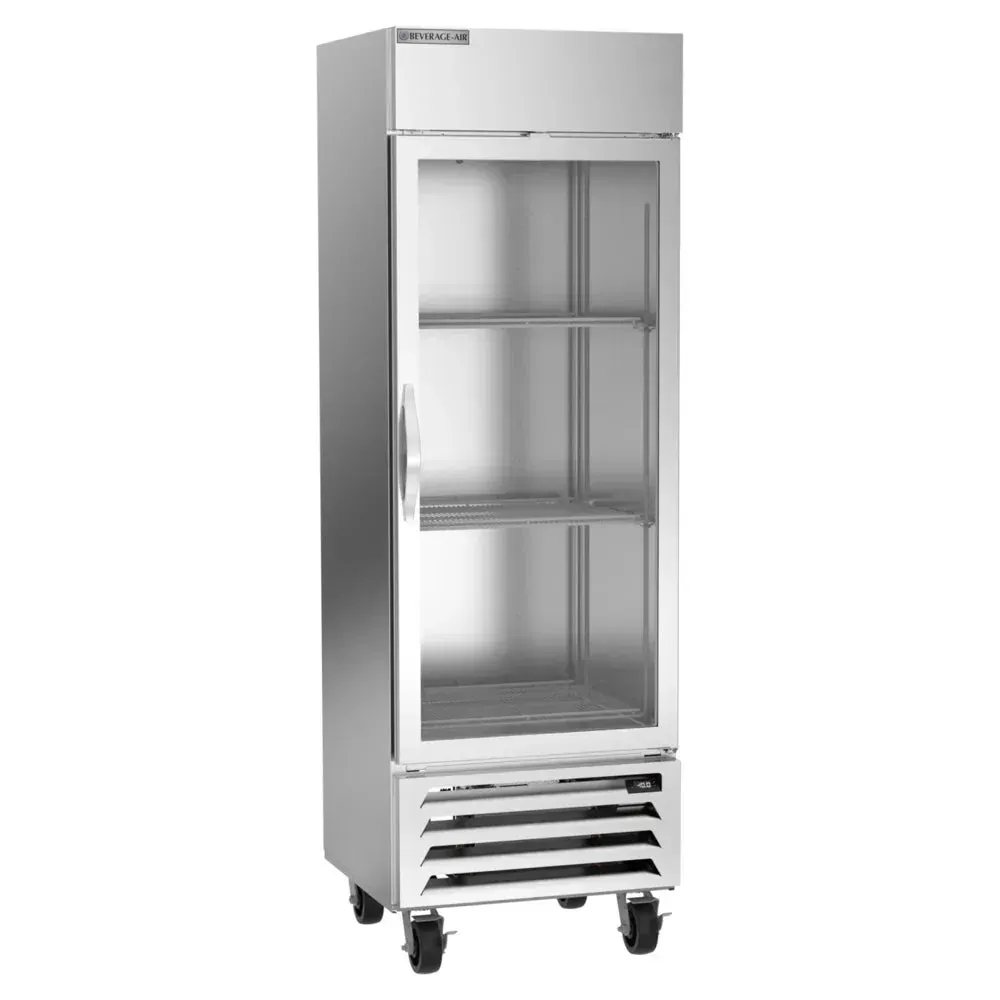 Beverage-Air compact Horizon Series glass door reach-in freezer offers quick-view frozen storage and energy-efficient cooling for kitchens.