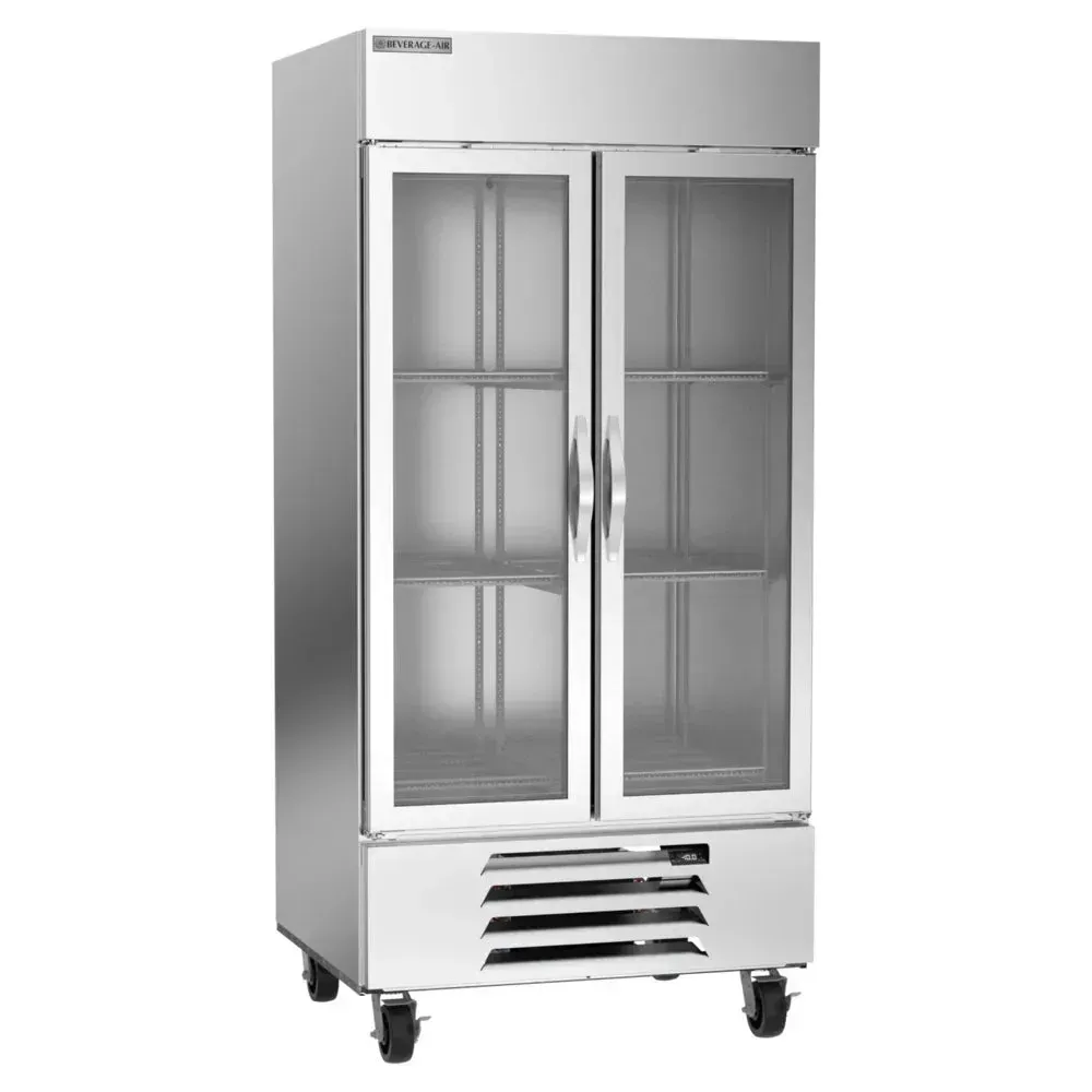 Beverage-Air Horizon Series glass door reach-in freezer provides clear visibility and energy-efficient freezing for restaurant back-of-house storage.