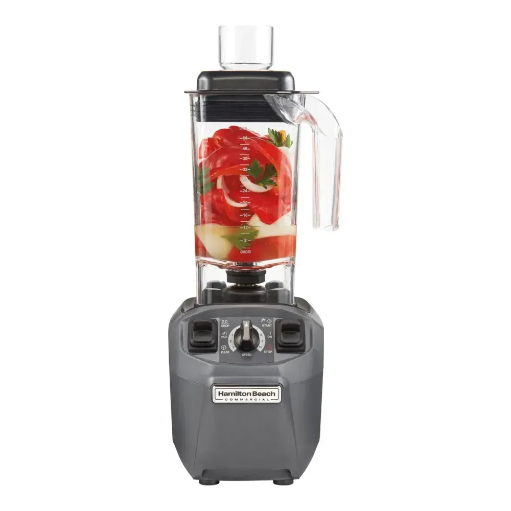 Hamilton Beach blender compact size fits under counters yet tackles soups, purées, and cocktails with ease for tight commercial kitchens.