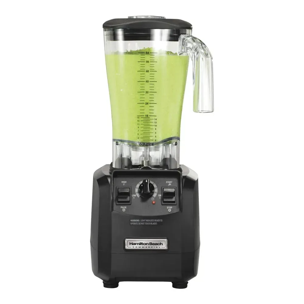 Hamilton Beach bar blender unleashes strong blending force through ample jar perfect for silky smoothies and cocktails in busy commercial kitchens.