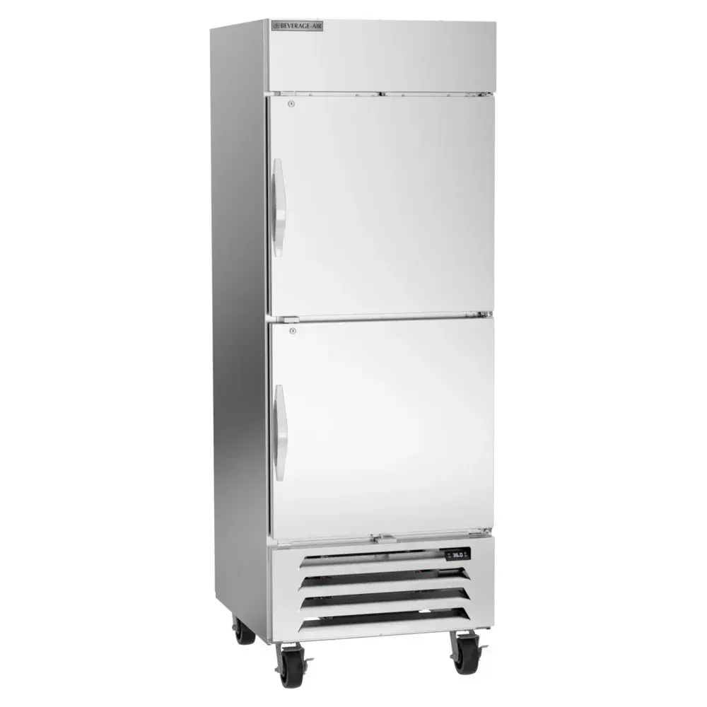 Beverage-Air narrow bottom-mount half door reach-in refrigerator for hotels optimizes cooling efficiency while fitting tight kitchen layouts.