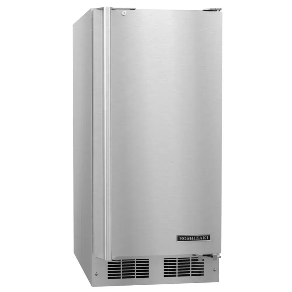Modern ADA compliant undercounter refrigerator from Hoshizaki America with a single solid door and polished stainless body for accessible storage.