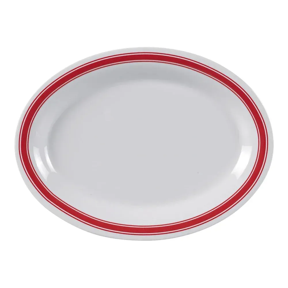 Yanco China large oval white melamine platter ideal for roasted meats or shared appetizers, elevating buffet or family-style catered presentations