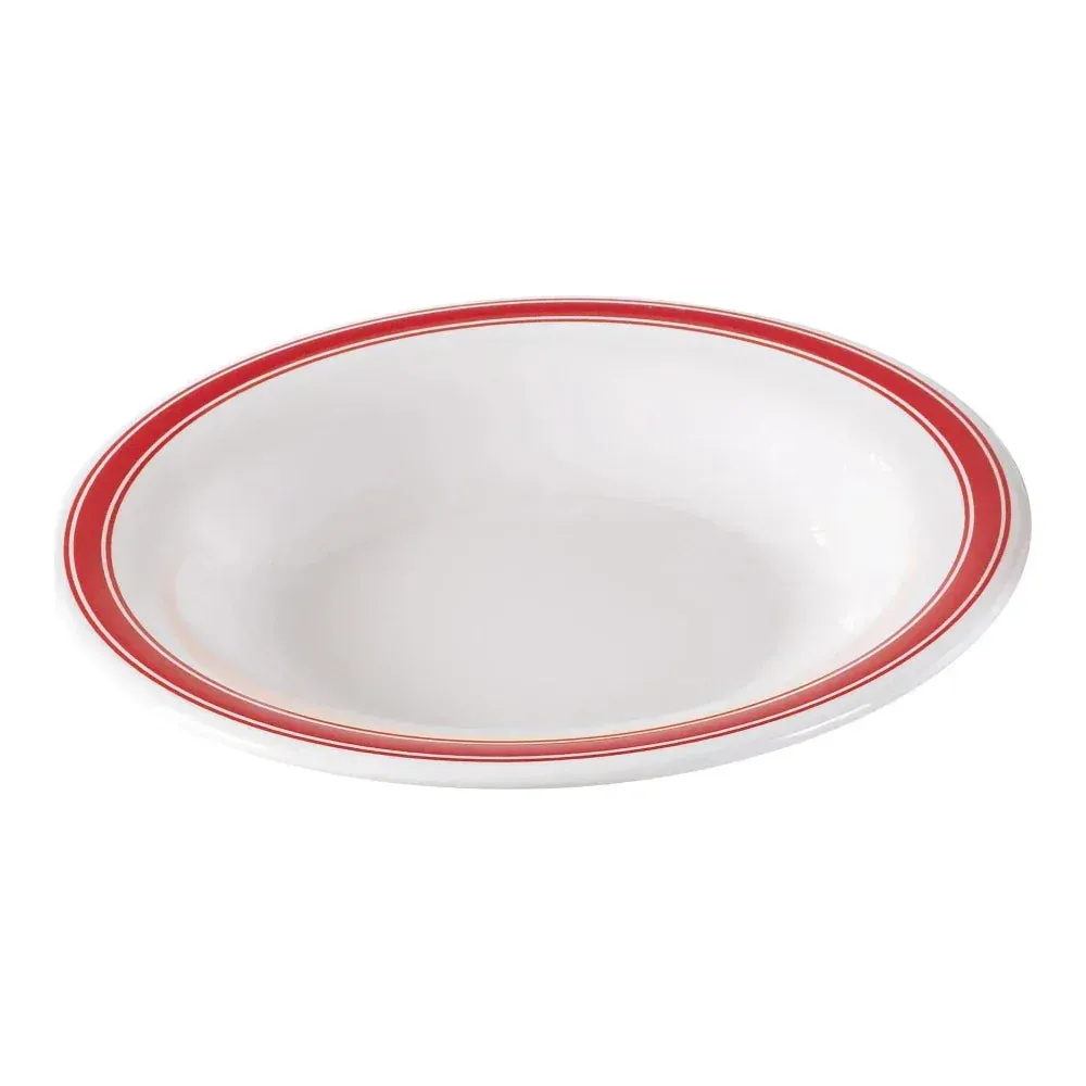 Yanco China generous round white melamine pasta bowl ideal for hearty servings of noodles or salads, elevating dining with sleek modern presentation