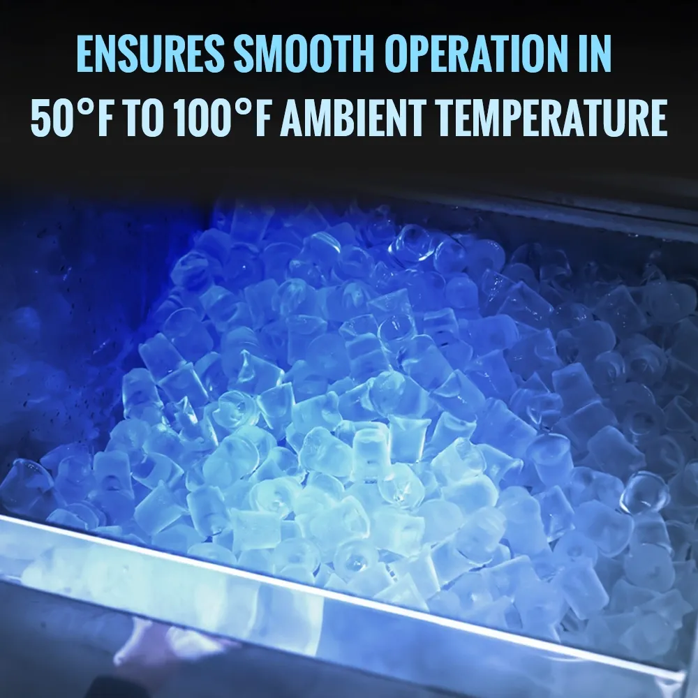 Ice-O-Matic undercounter cube ice machine with storage bin, providing consistent ice output for bars, restaurants, and cafes.