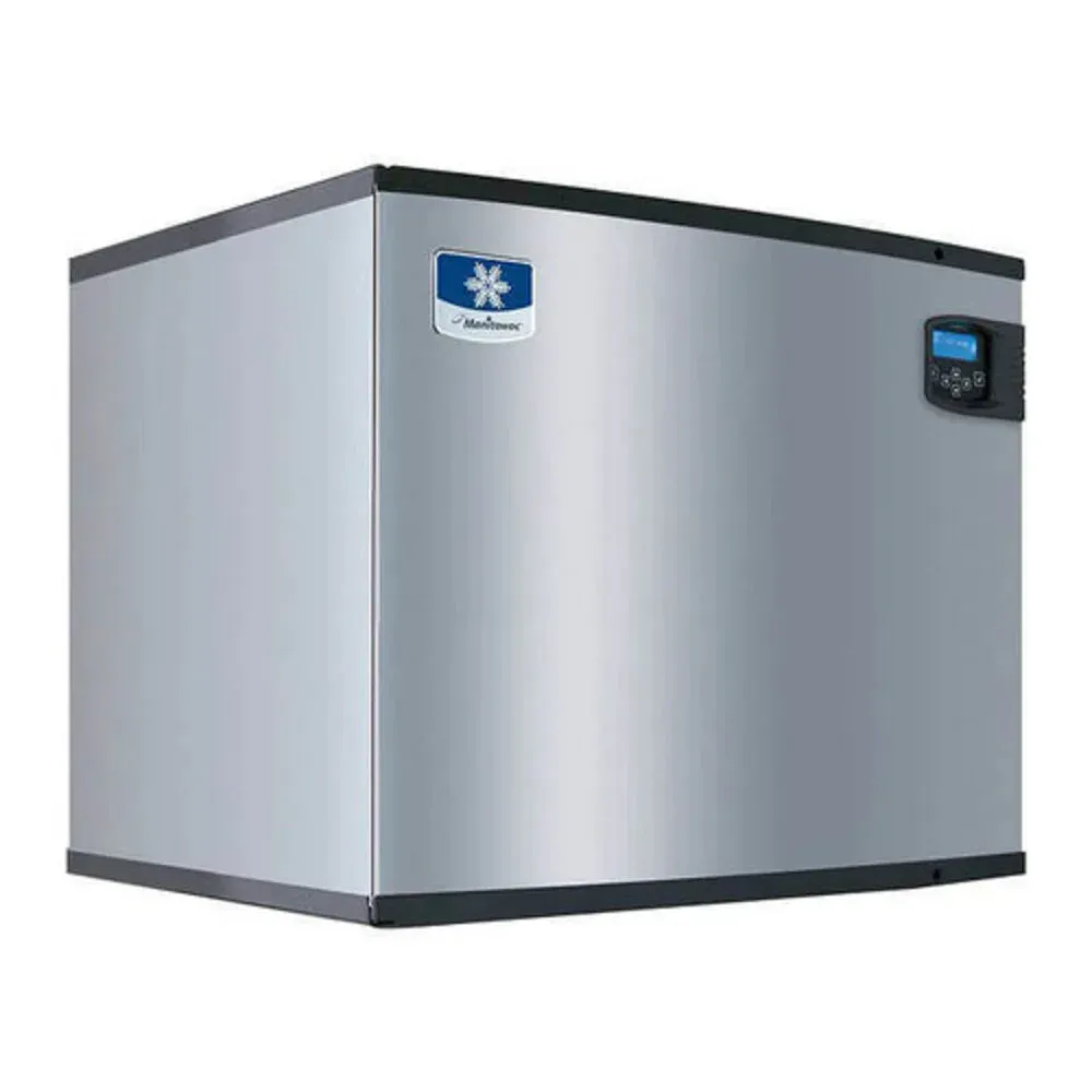 Indigo QuietQube thirty-inch air-cooled full-size cube Manitowoc ice machine head, no bin, stainless steel construction for quiet efficiency.