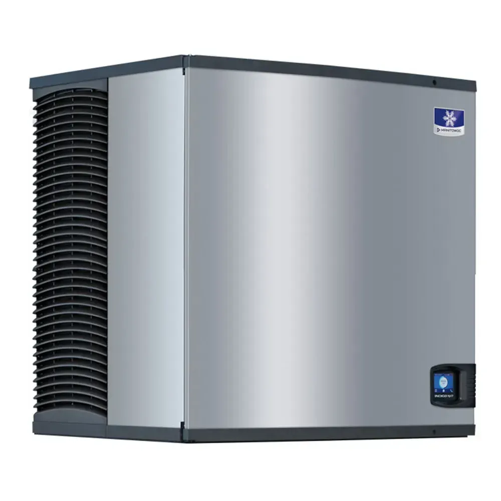 Thirty-inch air-cooled cube Manitowoc ice machine with compact footprint and no bin, designed for custom storage configurations.