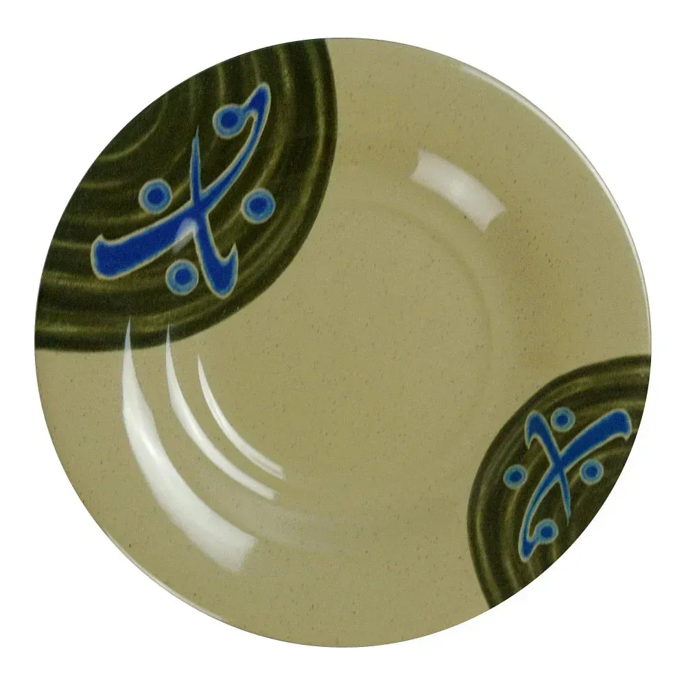 Yanco China minimalist round saucer in sand melamine, ideal for soy sauce, condiments, or small bites, elevating Japanese table setting elegance.