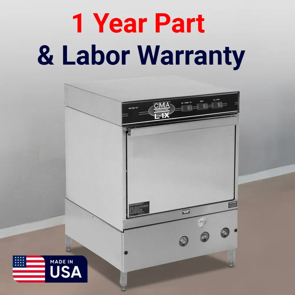 Low-temp CMA undercounter dishwasher with heater ideal for small restaurants and cafescompact, quiet design delivers reliable low-temp sanitizing.