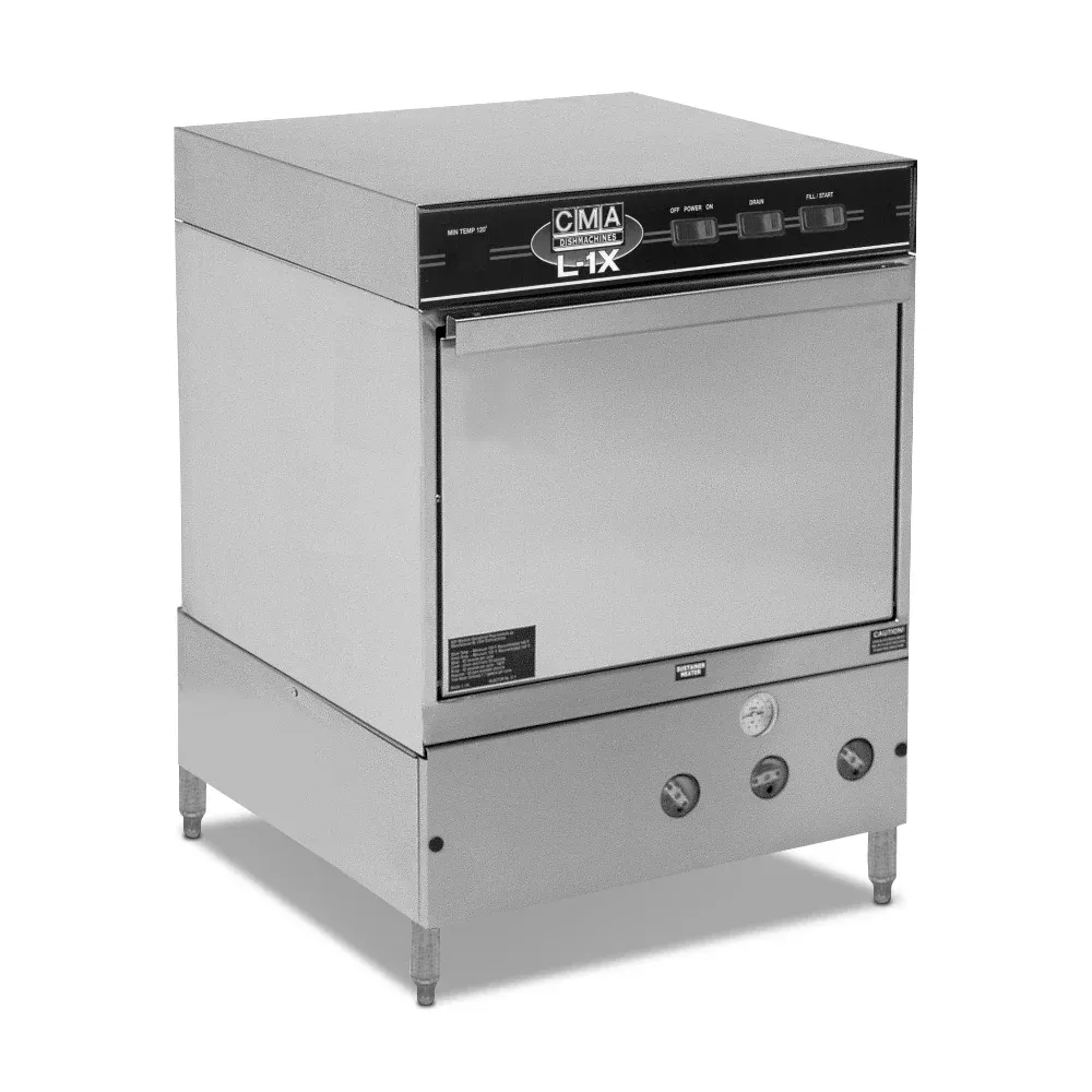 Low-temp CMA undercounter dishwasher with heater ideal for small restaurants and cafescompact, quiet design delivers reliable low-temp sanitizing.