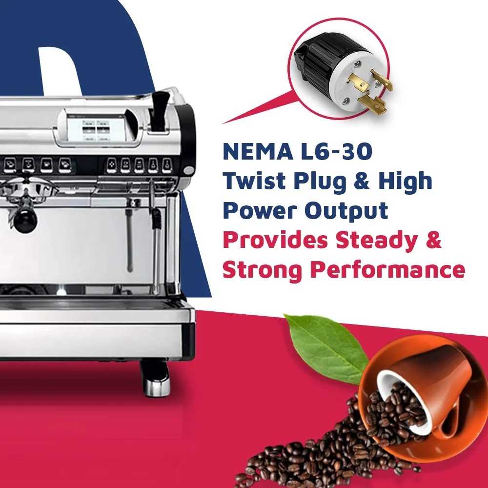 Nuova Simonelli semi-automatic three-group espresso machine in stainless steel with volumetric dosing for barista precision in busy cafés.