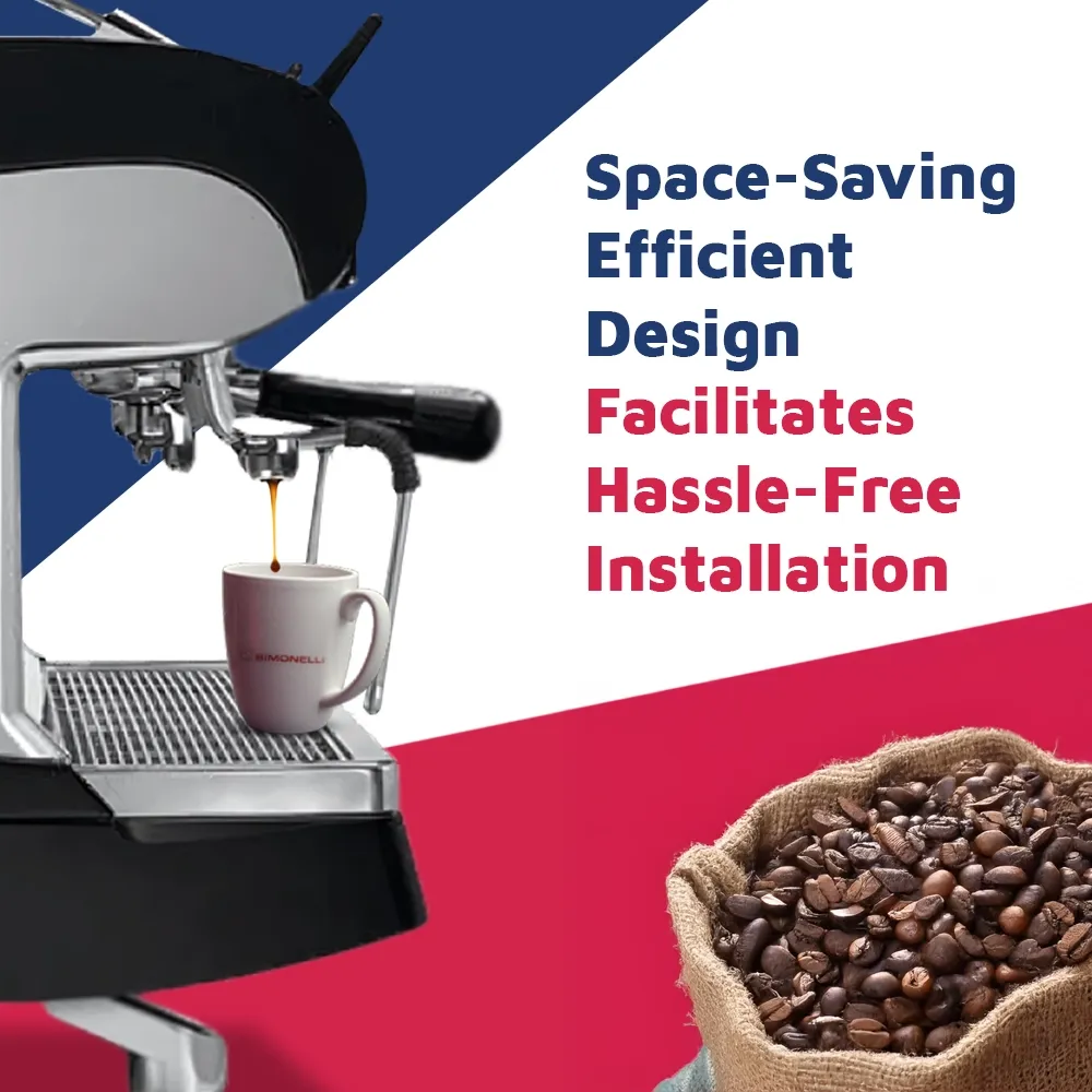 Nuova Simonelli three-group espresso machine in stainless steel with digital display delivers programmable shots and easy cleaning in cafés.