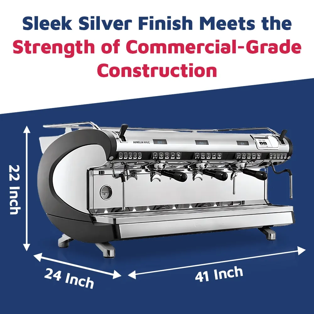 Nuova Simonelli three-group espresso machine with T3 tech and multi-boiler control delivers stable shots in a compact, durable design for cafés.