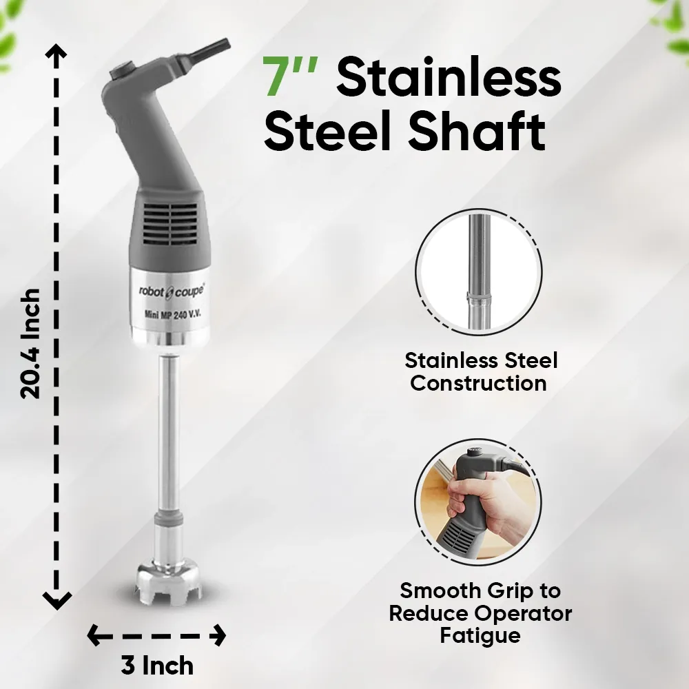 Robot Coupe mini combi blender with whisk for quick blending tasks on the go, ideal for catering events and mobile professional kitchens.