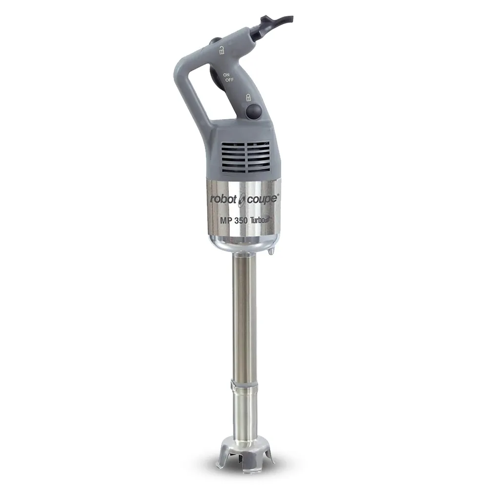Robot Coupe compact stainless immersion blender for emulsifying sauces, soups, and dressings in cafes, restaurants, and hospitality kitchens.