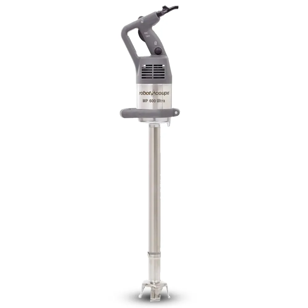 Robot Coupe single speed immersion blender with 24 cm shaft for blending soups, purees, smoothies, and sauces in busy commercial kitchens.